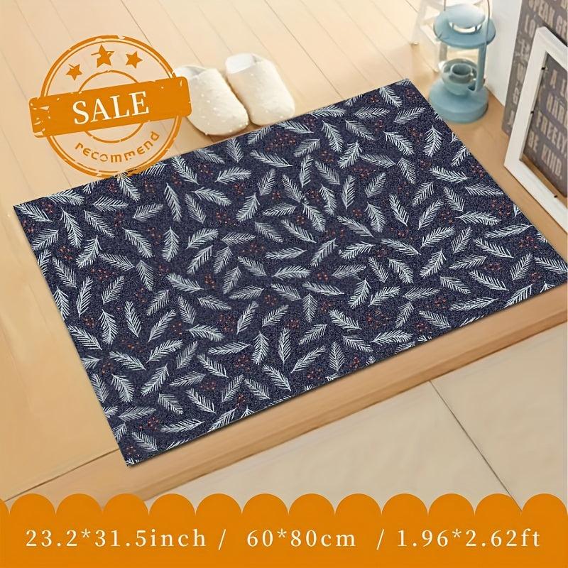 Christmas Leaves Kitchen Rug Soft Faux Sheepskin Floor Mat