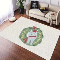 1pc Christmas Cat Entrance Carpet Kitchen Rug Non Slip Machine Washable ...