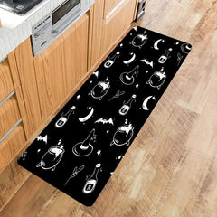 Halloween Bat Skull Pattern Flannel Rug Non-slip Floor Mat Washable
