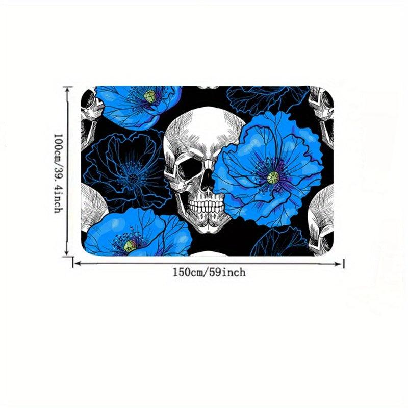Flower Skull Print Floor Mat Living Room Carpet Bedroom Floor Mat