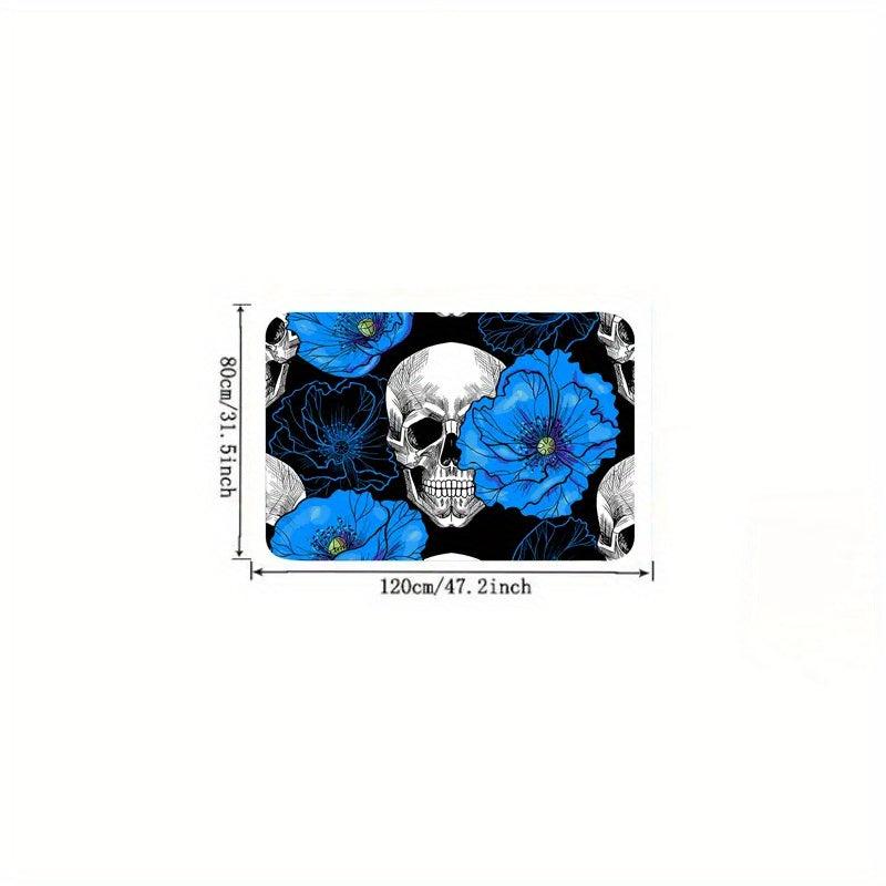 Flower Skull Print Floor Mat Living Room Carpet Bedroom Floor Mat