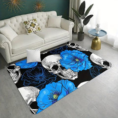 Flower Skull Print Floor Mat Living Room Carpet Bedroom Floor Mat