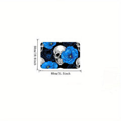 Flower Skull Print Floor Mat Living Room Carpet Bedroom Floor Mat