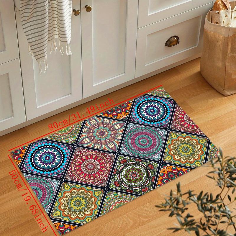 Boho Printed Kitchen Mat Non Slip Geometric Bath Rug Modern Carpet