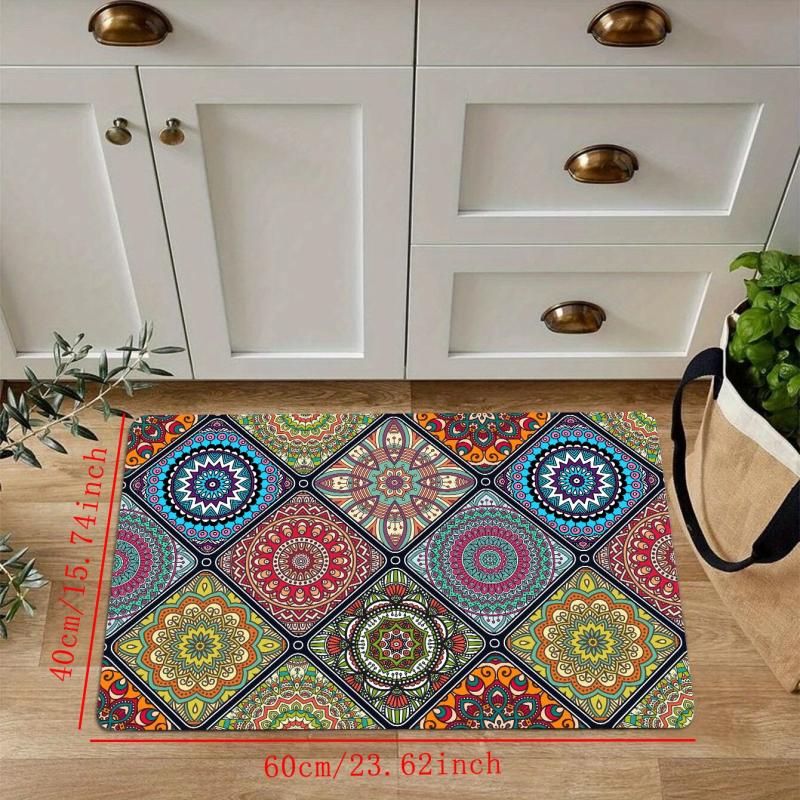 Boho Printed Kitchen Mat Non Slip Geometric Bath Rug Modern Carpet