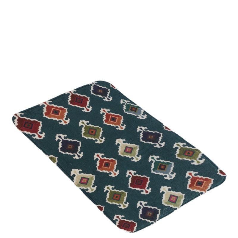 Retro Geometric Pattern Floor Mat Soft Decorative Bath Rug Machine Washable
