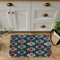 Retro Geometric Pattern Floor Mat Soft Decorative Bath Rug Machine Washable