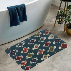 Retro Geometric Pattern Floor Mat Soft Decorative Bath Rug Machine Washable