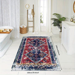 Boho Vintage Area Rug Faux Cashmere Persian Rug Non Slip TPR Backing