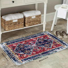 Boho Vintage Area Rug Faux Cashmere Persian Rug Non Slip TPR Backing