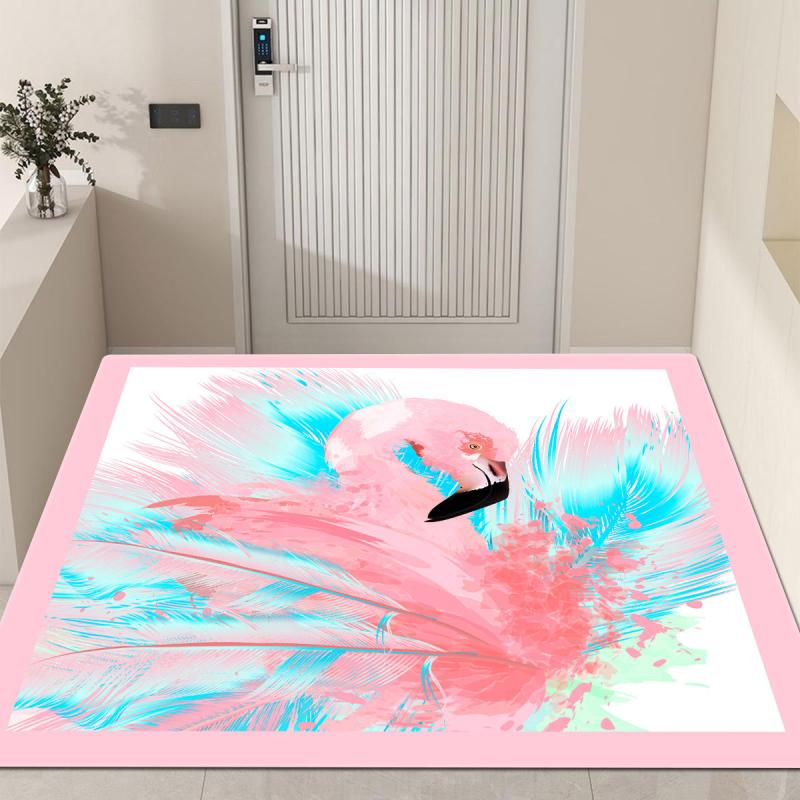 Pink Flamingo Kitchen Rug 3D Printing Girls Carpets Non Slip