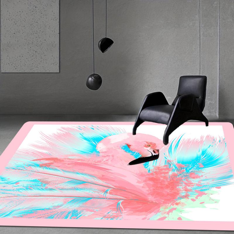 Pink Flamingo Kitchen Rug 3D Printing Girls Carpets Non Slip