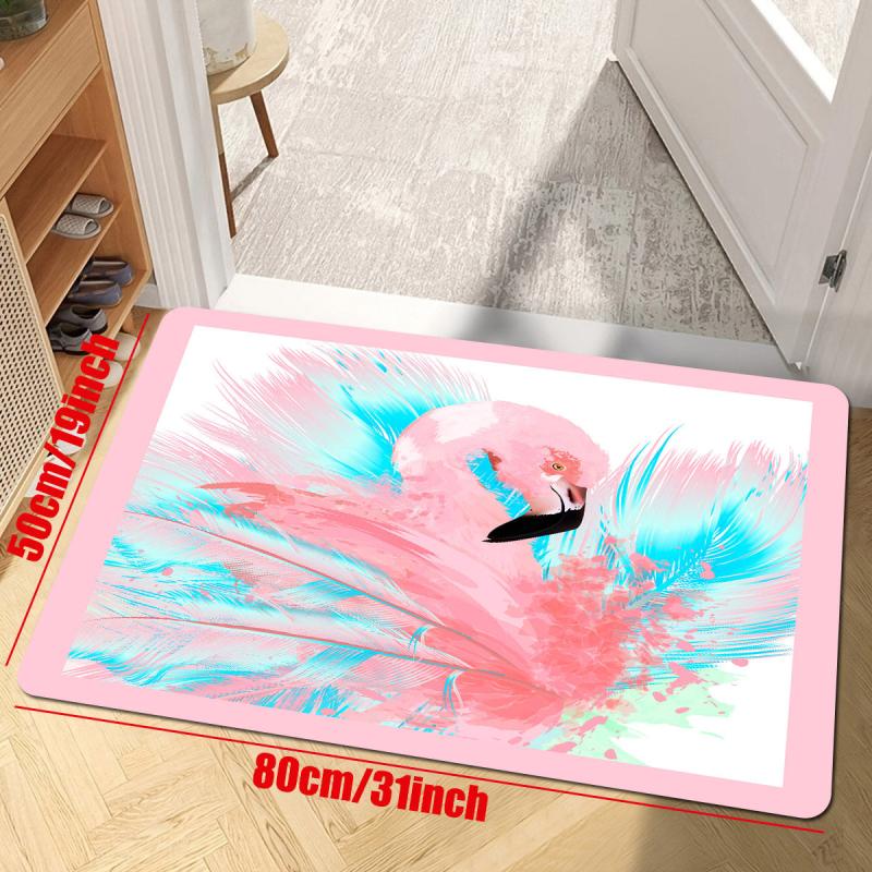Pink Flamingo Kitchen Rug 3D Printing Girls Carpets Non Slip