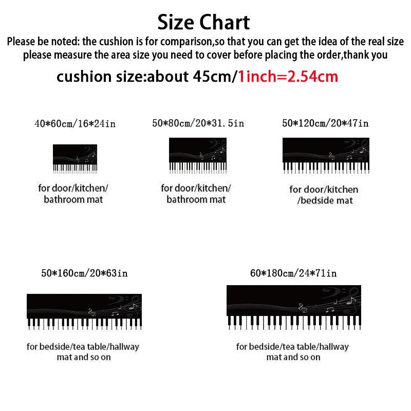 3D Printing Kitchen Rug Music Piano Key Mat Non-slip Floor Carpet