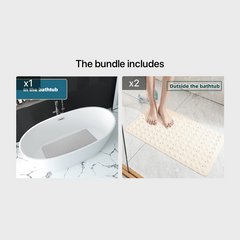 Non Slip Bath Mat for Kids and Elderly 27.5 x 15.75 Grey and Beige