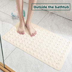 Non Slip Bath Mat for Kids and Elderly 27.5 x 15.75 Grey and Beige