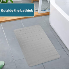 Non Slip Bath Mat for Kids and Elderly 27.5 x 15.75 Grey and Beige