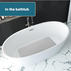 Non Slip Bath Mat for Kids and Elderly 27.5 x 15.75 Grey and Beige