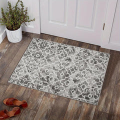 Grey Bohemian Tribal Area Carpet Retro Grid Small Entrance Door Mat
