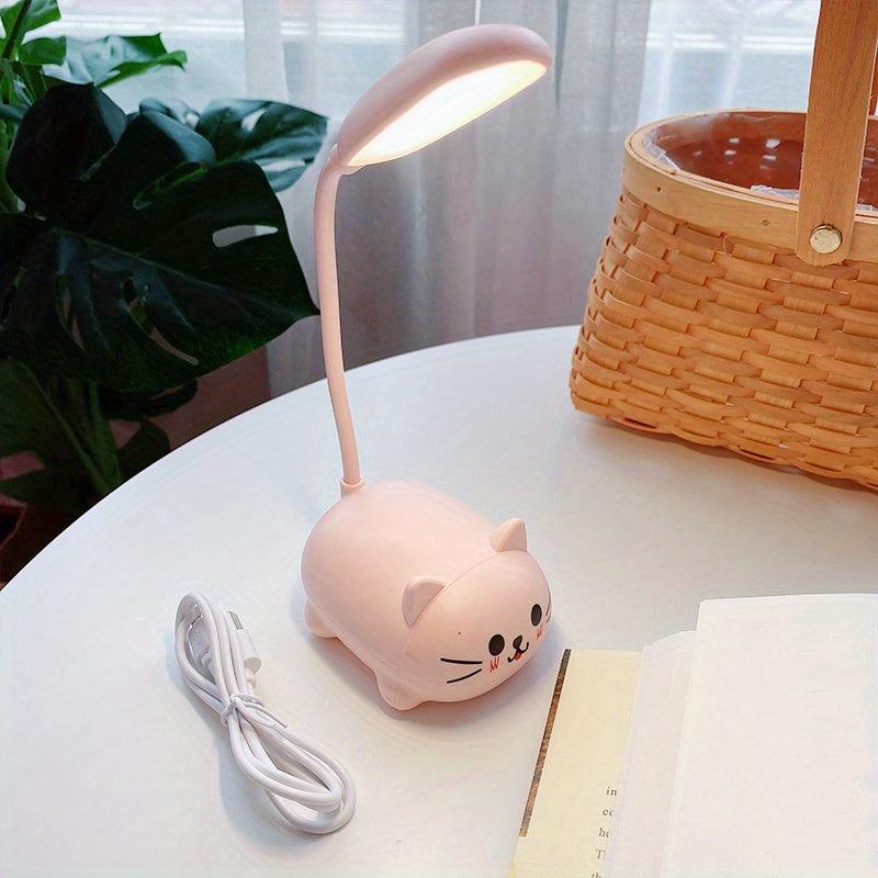 Adjustable Cat Night Light USB Rechargeable LED Desk Lamp