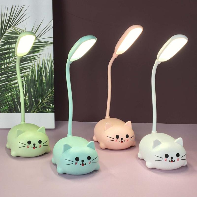 Adjustable Cat Night Light USB Rechargeable LED Desk Lamp