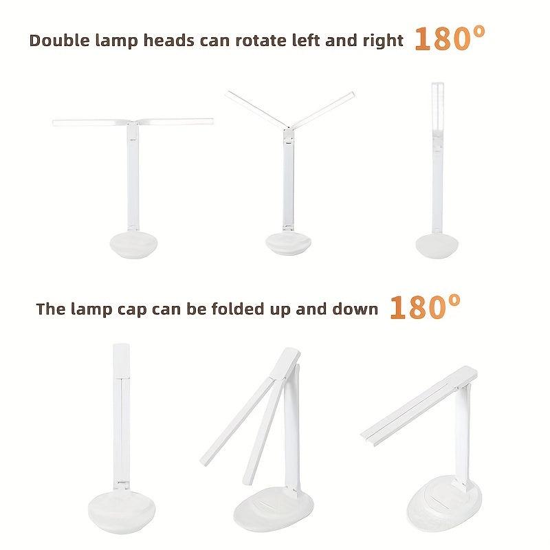 Dual Head Folding Desk Lamp with Phone Holder