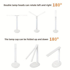 Dual Head Folding Desk Lamp with Phone Holder
