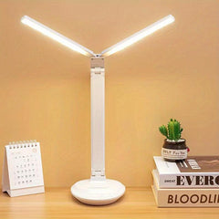 Dual Head Folding Desk Lamp with Phone Holder