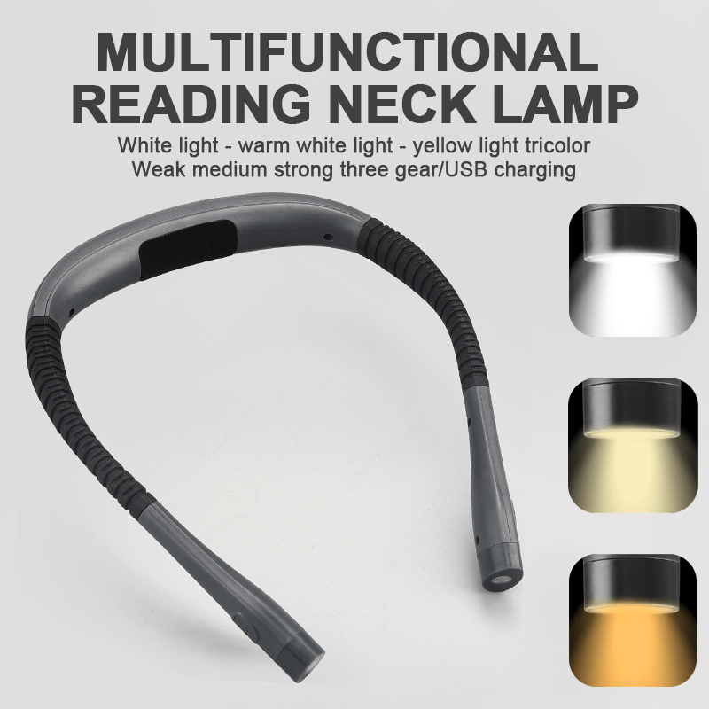 USB Rechargeable LED Neck Reading Light 3 Colors 3 Brightness Level