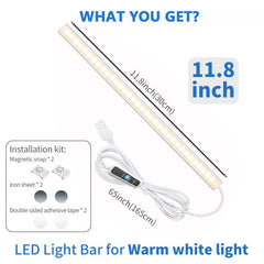 11.8in Under Cabinet LED Light Plug-in Adjustable Brightness Warm White 4000k