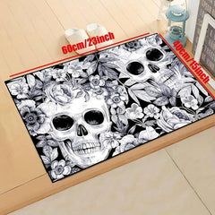 Skull&Flowers Halloween Doorway Mat Horror Floor Mat