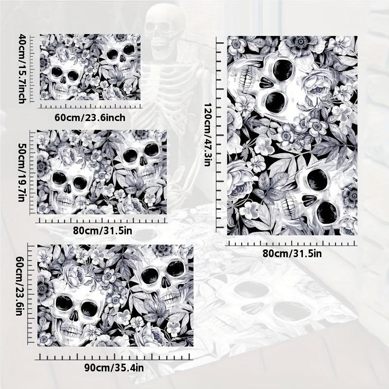 Skull&Flowers Halloween Doorway Mat Horror Floor Mat