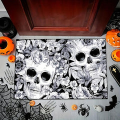 Skull&Flowers Halloween Doorway Mat Horror Floor Mat