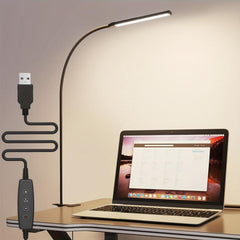 Clampable LED Desk Lamp USB Plug 3 Colors 10 Brightnesses Dimmable