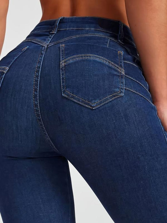 Women's Mid Waist Skinny Leg Jeans Butt Lifting Denim Pants