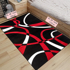 Modern Geometric Area Rug Red Home Decor Abstract Art Floor Mat