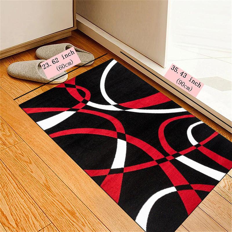 Modern Geometric Area Rug Red Home Decor Abstract Art Floor Mat