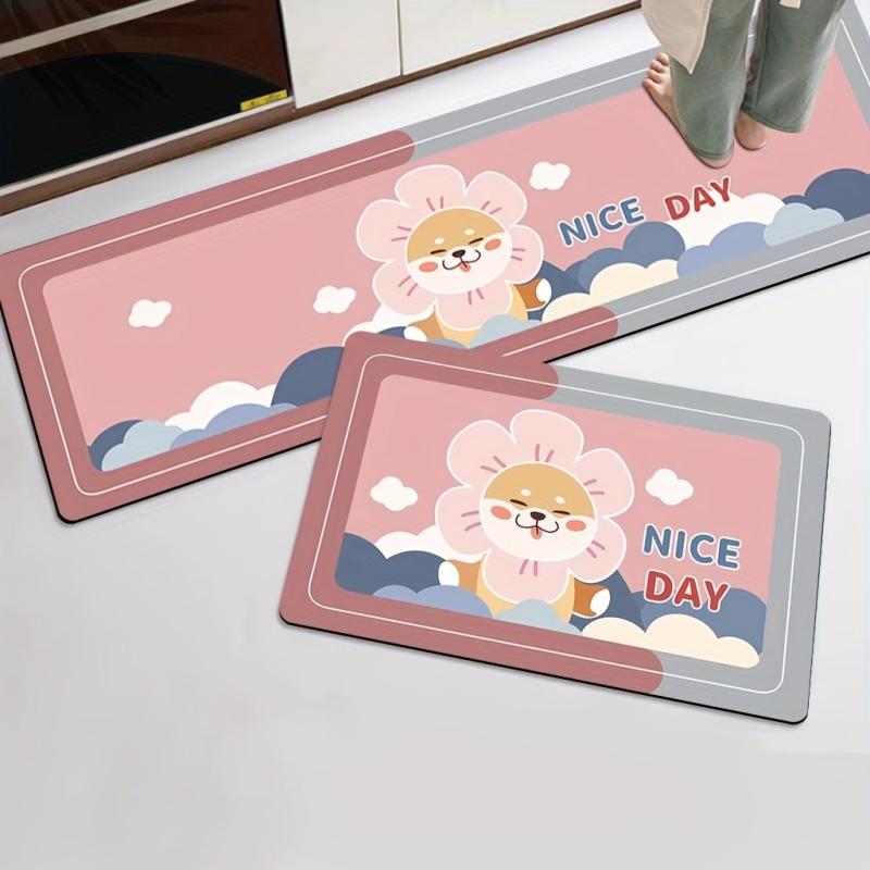 2pc Soft Non Slip Absorbent Floor Mats for Home Kitchen & Bathroom