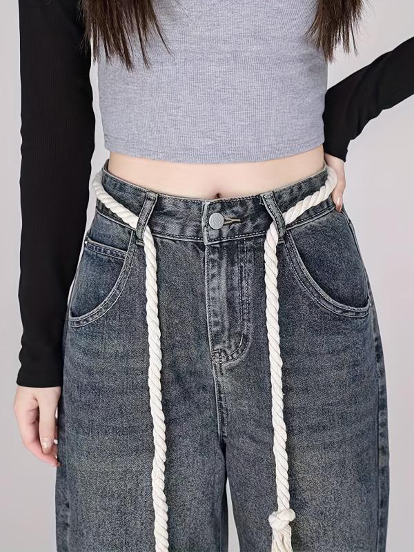 Loose Fit Wide Leg Raw Seam Jeans Women's Denim