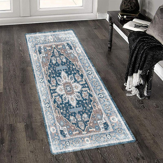 Vintage Persian Pattern Floor Mat Water Absorption Rugs Bedroom Bedside Decor