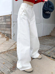 Wide Leg Baggy Jeans Non Stretch Loose Fit Versatile Wide Leg Jeans