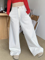 Wide Leg Baggy Jeans Non Stretch Loose Fit Versatile Wide Leg Jeans