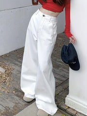 Wide Leg Baggy Jeans Non Stretch Loose Fit Versatile Wide Leg Jeans