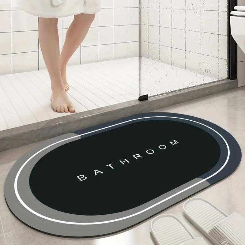 Non Slip Quick Dry Bathroom Rugs Absorbent Thin Bath Mat - Oval Shape