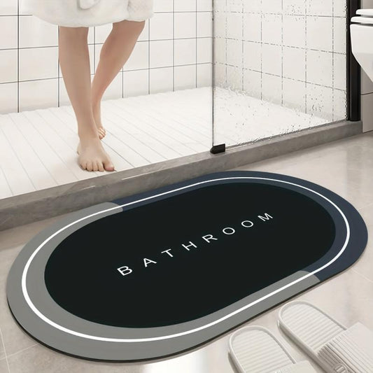 Non Slip Quick Dry Bathroom Rugs Absorbent Thin Bath Mat - Oval Shape