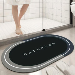 Non Slip Quick Dry Bathroom Rugs Absorbent Thin Bath Mat - Oval Shape