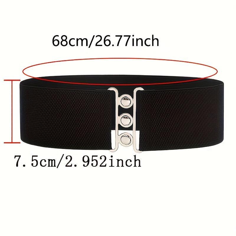 Wide Elastic Waistband Belt Metal Buckle for Women