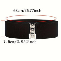 Wide Elastic Waistband Belt Metal Buckle for Women