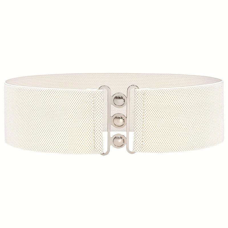 Wide Elastic Waistband Belt Metal Buckle for Women