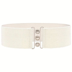 Wide Elastic Waistband Belt Metal Buckle for Women